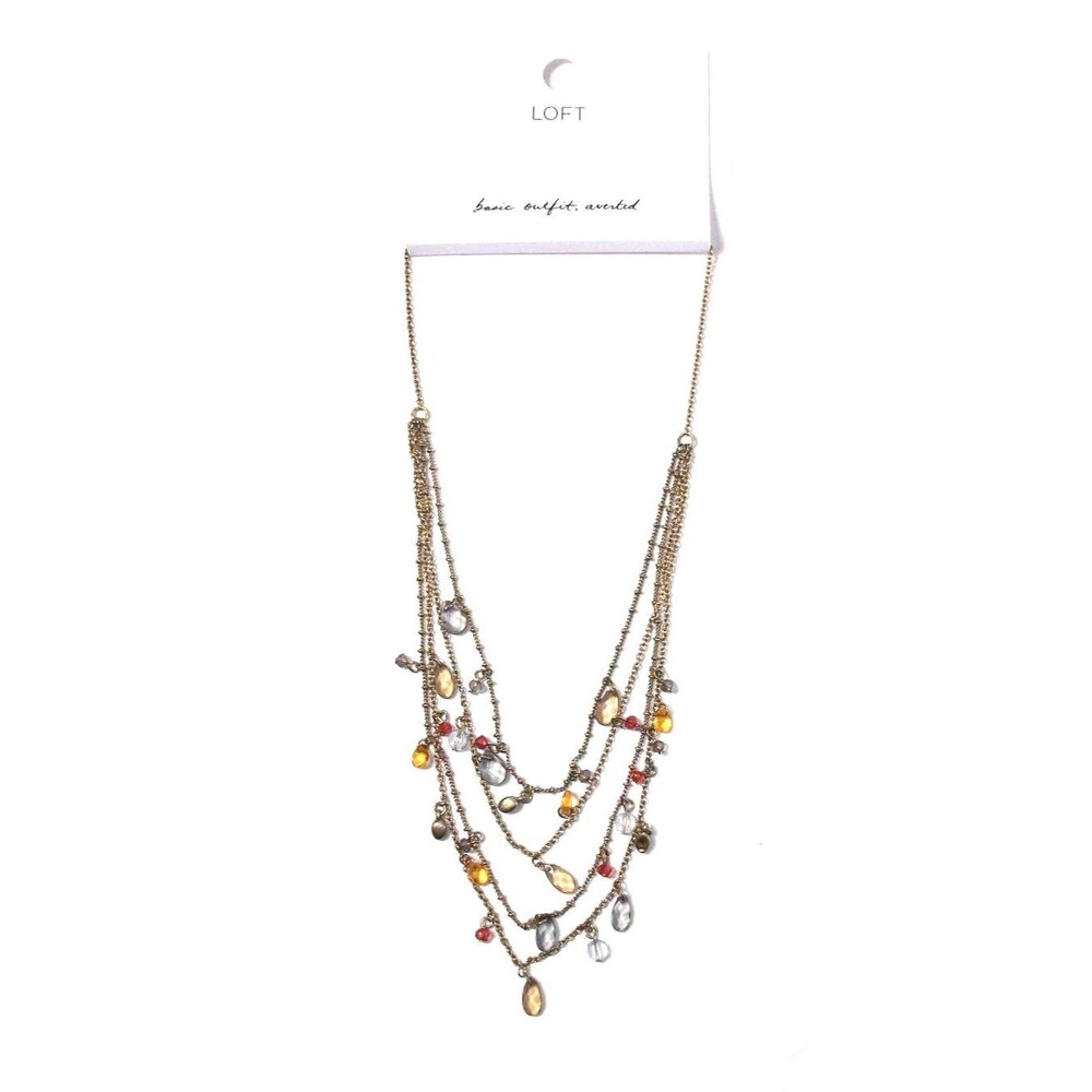 Ann Taylor LOFT Women's dainty multi bead 4 tiered layering necklace NWT 29.50